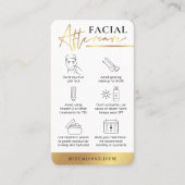 Carte De Visite Beauty Facial Aftercare Guide Logo Blanc & Or (Devant)
