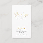 Carte De Visite Beauty Facial Aftercare Guide Logo Blanc & Or (Dos)