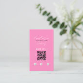 Carte De Visite Beauty Influencer Social Media QR Code Rose (Debout devant)