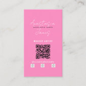 Carte De Visite Beauty Influencer Social Media QR Code Rose (Devant)