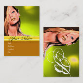 Carte De Visite BEAUTY MAKEUP ARTIST monogramme gris topaz jaune (Devant / Derrière)