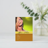 Carte De Visite BEAUTY MAKEUP ARTIST monogramme gris topaz jaune (Debout devant)