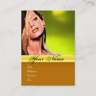 Carte De Visite BEAUTY MAKEUP ARTIST monogramme gris topaz jaune