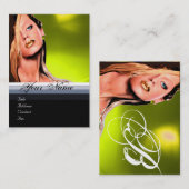 Carte De Visite BEAUTY MAKEUP ARTIST monogramme gris topaz jaune (Devant / Derrière)