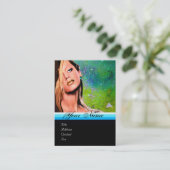 Carte De Visite BEAUTY MAKEUP ARTISTE monogramme bleu saphir (Debout devant)