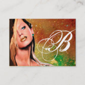 Carte De Visite BEAUTY MAKEUP ARTISTE monogramme bleu saphir jaune (Dos)