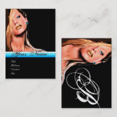 Carte De Visite BEAUTY MAKEUP ARTISTE monogramme bleu saphir noir (Devant / Derrière)