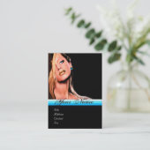 Carte De Visite BEAUTY MAKEUP ARTISTE monogramme bleu saphir noir (Debout devant)