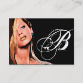 Carte De Visite BEAUTY MAKEUP ARTISTE monogramme bleu saphir noir (Dos)