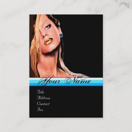 Carte De Visite BEAUTY MAKEUP ARTISTE monogramme bleu saphir noir (Devant)