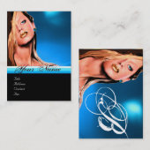 Carte De Visite BEAUTY MAKEUP ARTISTE monogramme bleu saphir noir (Devant / Derrière)