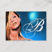 Carte De Visite BEAUTY MAKEUP ARTISTE monogramme bleu saphir noir (Dos)