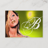 Carte De Visite BEAUTY MAKEUP ARTISTE monogramme bleu topaz jaune (Dos)