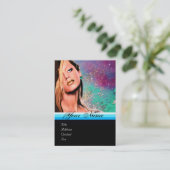 Carte De Visite BEAUTY MAKEUP ARTISTE monogramme bleu vert saphir (Debout devant)