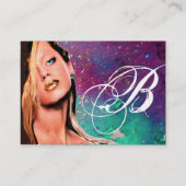 Carte De Visite BEAUTY MAKEUP ARTISTE monogramme bleu vert saphir (Dos)