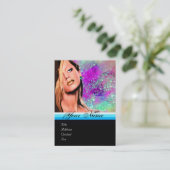 Carte De Visite BEAUTY MAKEUP ARTISTE monogramme rose bleu saphir (Debout devant)