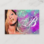 Carte De Visite BEAUTY MAKEUP ARTISTE monogramme rose bleu saphir (Dos)