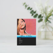 Carte De Visite BEAUTY MAKEUP ARTISTE monogramme rose bleu saphir (Debout devant)