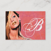 Carte De Visite BEAUTY MAKEUP ARTISTE monogramme rose bleu saphir (Dos)