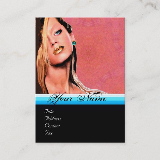 Carte De Visite BEAUTY MAKEUP ARTISTE monogramme rose bleu saphir (Devant)