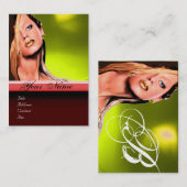 Carte De Visite BEAUTY MAKEUP ARTISTE monogramme rouge topaz jaune (Devant / Derrière)