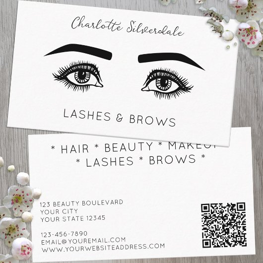 Carte De Visite Beauty Maquillage Artiste Eyelashes code QR