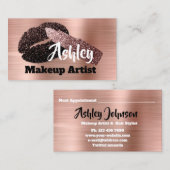 Carte De Visite Beauty Maquillage Artiste Rendez-vous Rose Kiss Go (Devant / Derrière)