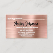 Carte De Visite Beauty Maquillage Artiste Rendez-vous Rose Kiss Go (Dos)