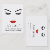 Carte De Visite Beauty Maquillage Visage Lashes Lèvres rouges Salo (Devant / Derrière)