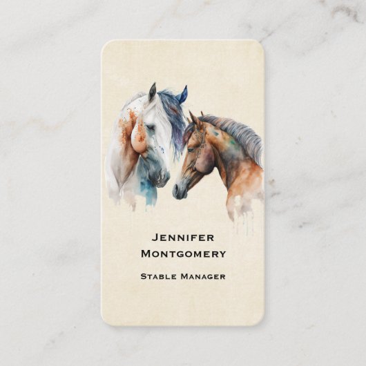 Carte De Visite Beaux Chevaux de Style Western Boho (Devant)