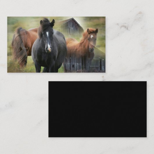 Carte De Visite Beaux chevaux et grange rustique (Devant / Derrière)