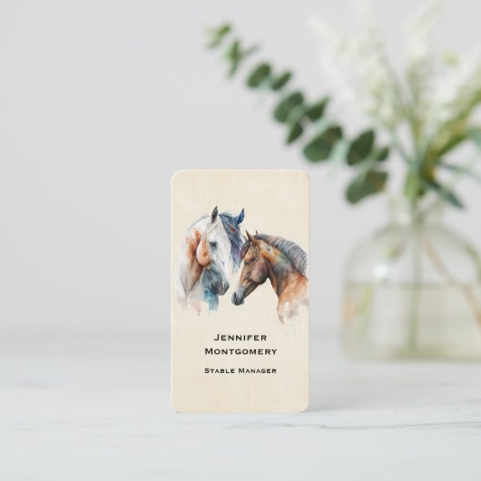Carte De Visite Beaux Chevaux Style Boho Occidental (Debout devant)