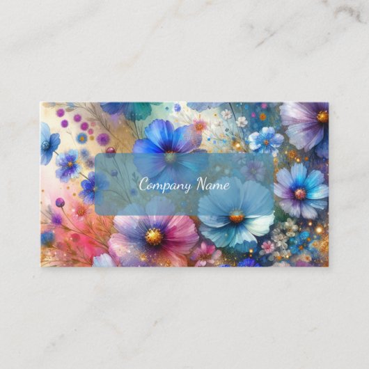 Carte De Visite Beaux Fleurs sauvages violets et bleus (Devant)
