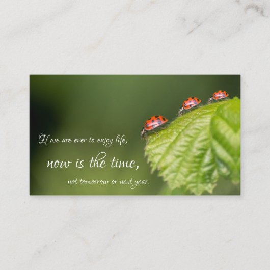 Carte De Visite Beaux ladybugs avec citation motivante (Devant)