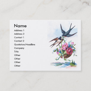 Carte De Visite Beaux oiseaux Vintages et fleurs florales