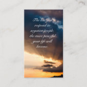 Carte De Visite Beaux rayons de soleil couchant de l'espoir Citati (Devant)