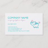 Carte De Visite Bébé Blanc Et Turquoise Eléphant Et Fleurs Busi (Dos)