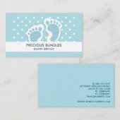 Carte De Visite Bébé bleu mou Pieds de garçon (Devant / Derrière)