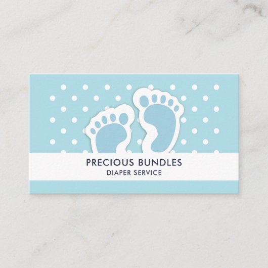 Carte De Visite Bébé bleu mou Pieds de garçon (Devant)
