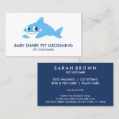 Carte De Visite Bébé bleu Poisson de requin (Devant / Derrière)