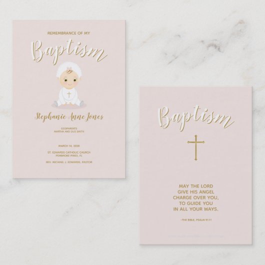 Carte De Visite Bébé de baptême avec le capot (Devant / Derrière)