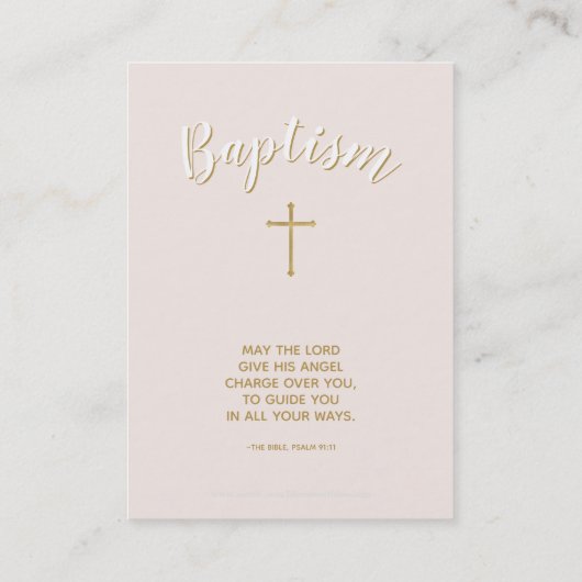 Carte De Visite Bébé de baptême avec le capot (Dos)