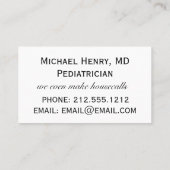 Carte De Visite Bébé Docteur Visite à domicile (Dos)