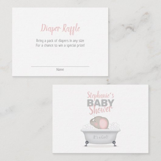 Carte De Visite Bébé Eléphant Bubble Baignoire Raffle (Devant / Derrière)