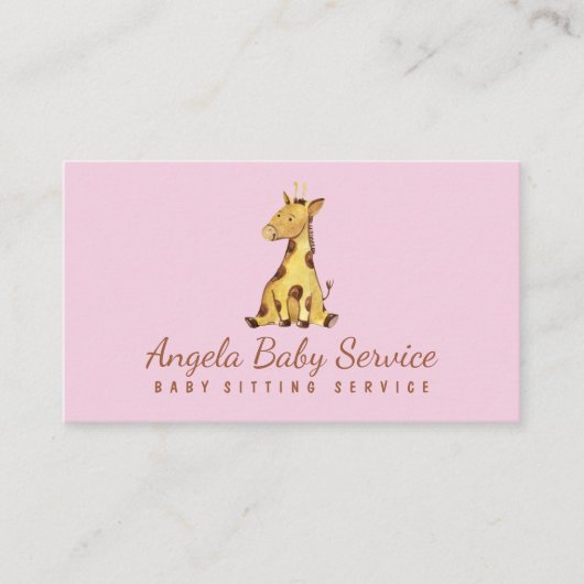 Carte De Visite Bébé girafe rose (Devant)