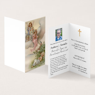 Carte De Visite Bébé Jésus avec Anges Funérailles catholiques Cart