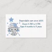 Carte De Visite Bébé mignon éléphant garçon (Dos)
