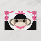 Carte De Visite Bébé mignon fille Sock Singe rose Jacquard noir (Dos)