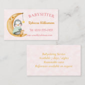 Carte De Visite Bébé mignon Penguin Lune rose (Devant / Derrière)