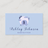 Carte De Visite Bébé mou violet éléphant Baby-sitting Thème Bleu (Devant)